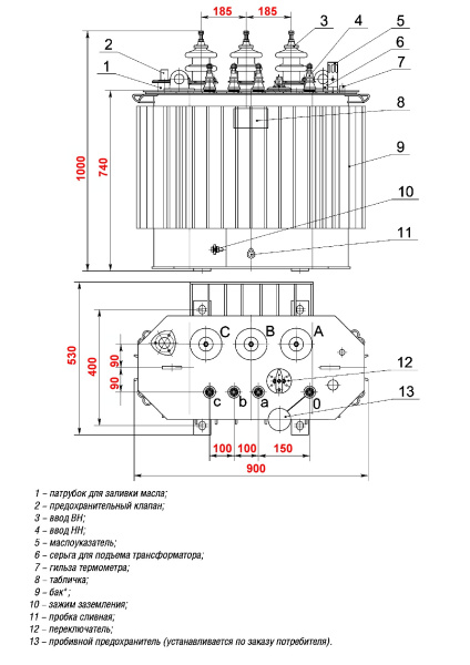 Трансформатор ТМГСУ 40/10/0,4 У/Ун У1