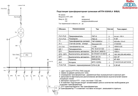 мКТПН 630/6/0,4-В/В(К)-У1